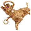 Terrier Dog Pendant Charm with Ruby Eyes 18K Gold side