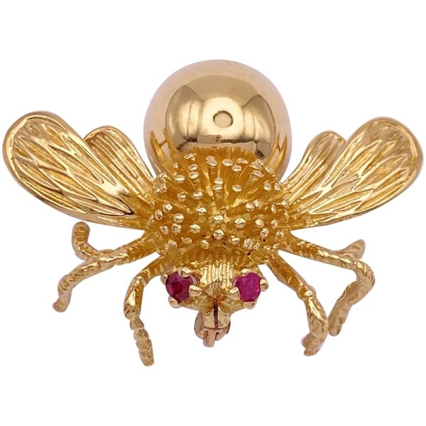 Tiffany & Co Ruby Bee Brooch Pin 18K Gold