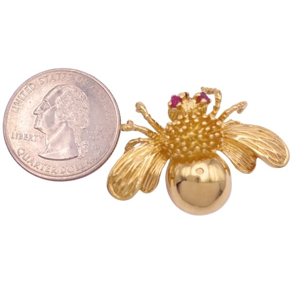 Tiffany & Co Ruby Bee Brooch Pin 18K Gold size
