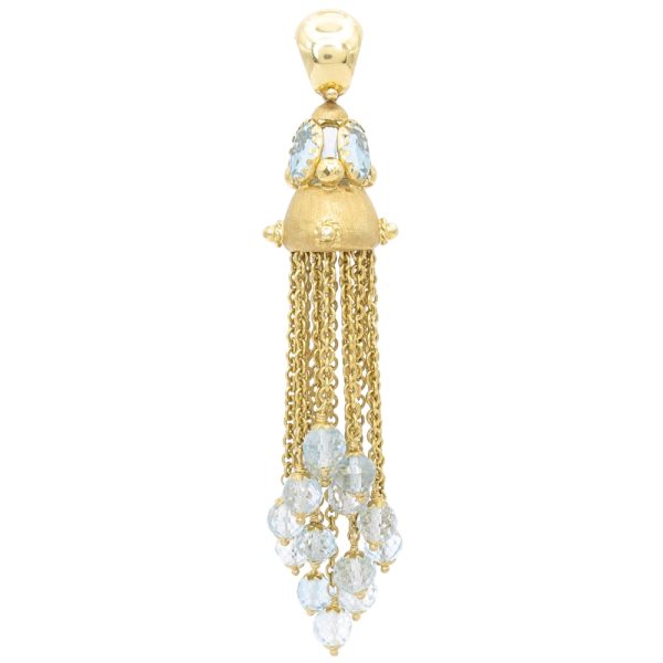 Vaschieri Blue Topaz Jellyfish Tassel Pendant 18K Gold front