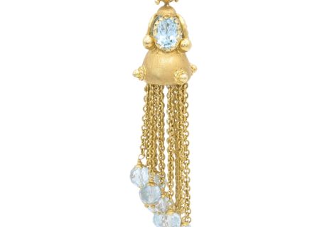 Vaschieri Blue Topaz Jellyfish Tassel Pendant 18K Gold side