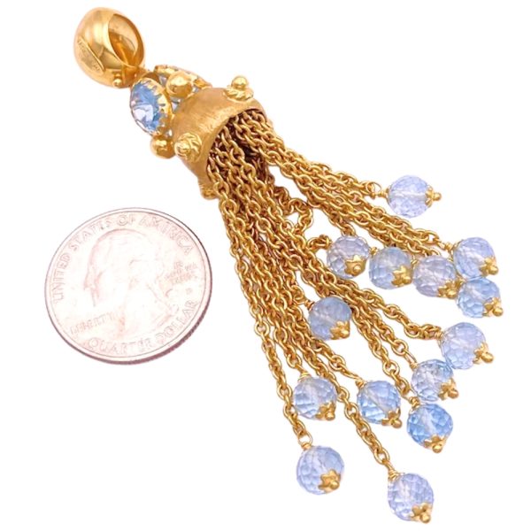 Vaschieri Blue Topaz Jellyfish Tassel Pendant 18K Gold size