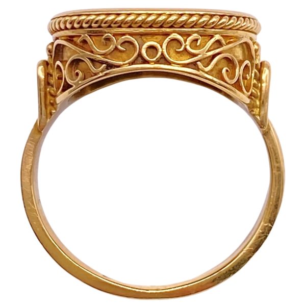 Vintage Bloodstone Heliotrope Ring 18K Gold profile