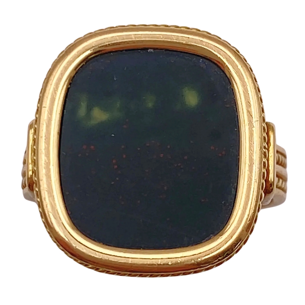 Vintage Bloodstone Heliotrope Ring 18K Gold