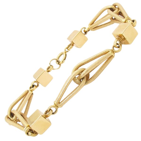 Vintage Cube Bracelet 18K Gold 7.5 Length