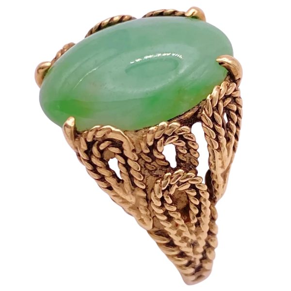 Vintage Handcrafted Jade Ring 14K Gold side
