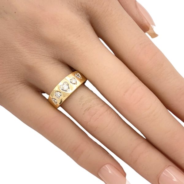 0.18ctw Diamond Heart Band Ring 14K Gold worn