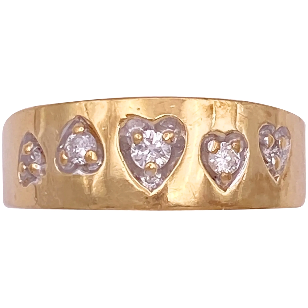 0.18ctw Diamond Heart Band Ring 14K Gold