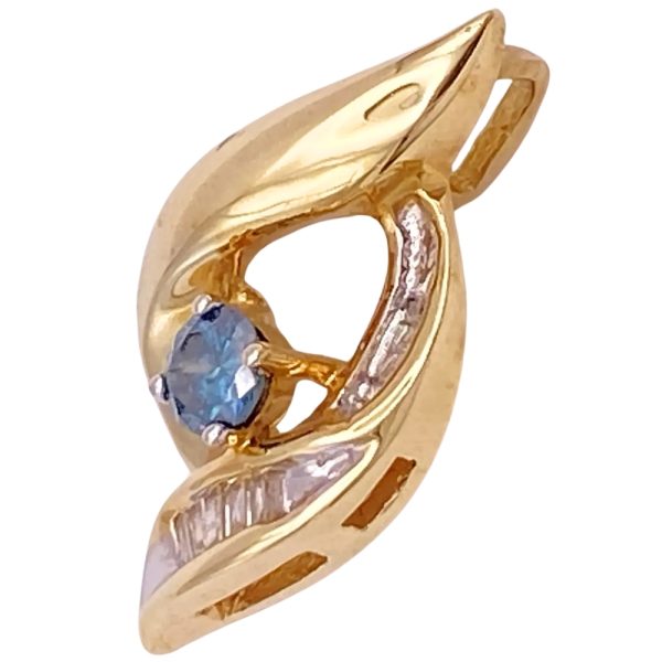 0.30ctw Blue Diamond Pendant 14K Gold side