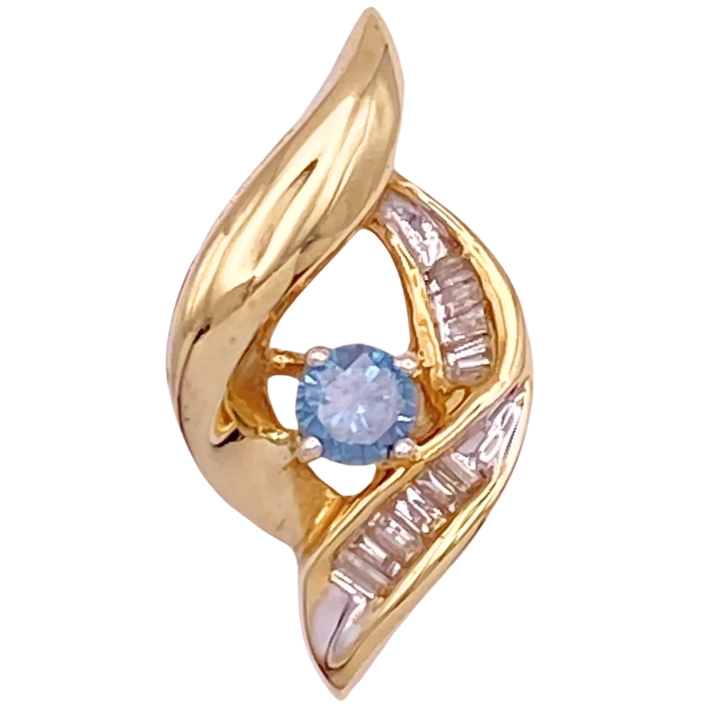 0.30ctw Blue Diamond Pendant 14K Gold