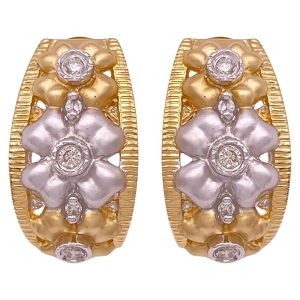 0.36ctw Diamond Floral Earrings 14K Two-Tone Gold