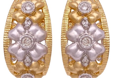 0.36ctw Diamond Floral Earrings 14K Two-Tone Gold