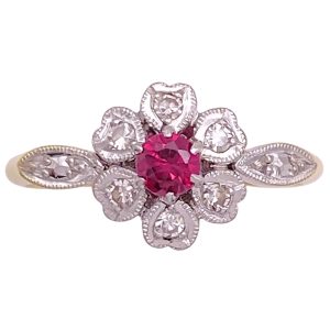 0.45ctw Ruby Ring with Diamond Accents in Platinum & 18K Gold