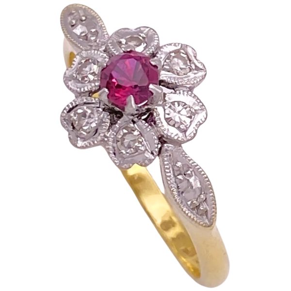 0.45ctw Ruby Ring with Diamond Accents in Platinum & 18K Gold side