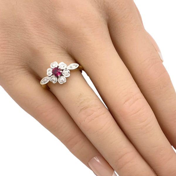0.45ctw Ruby Ring with Diamond Accents in Platinum & 18K Gold worn