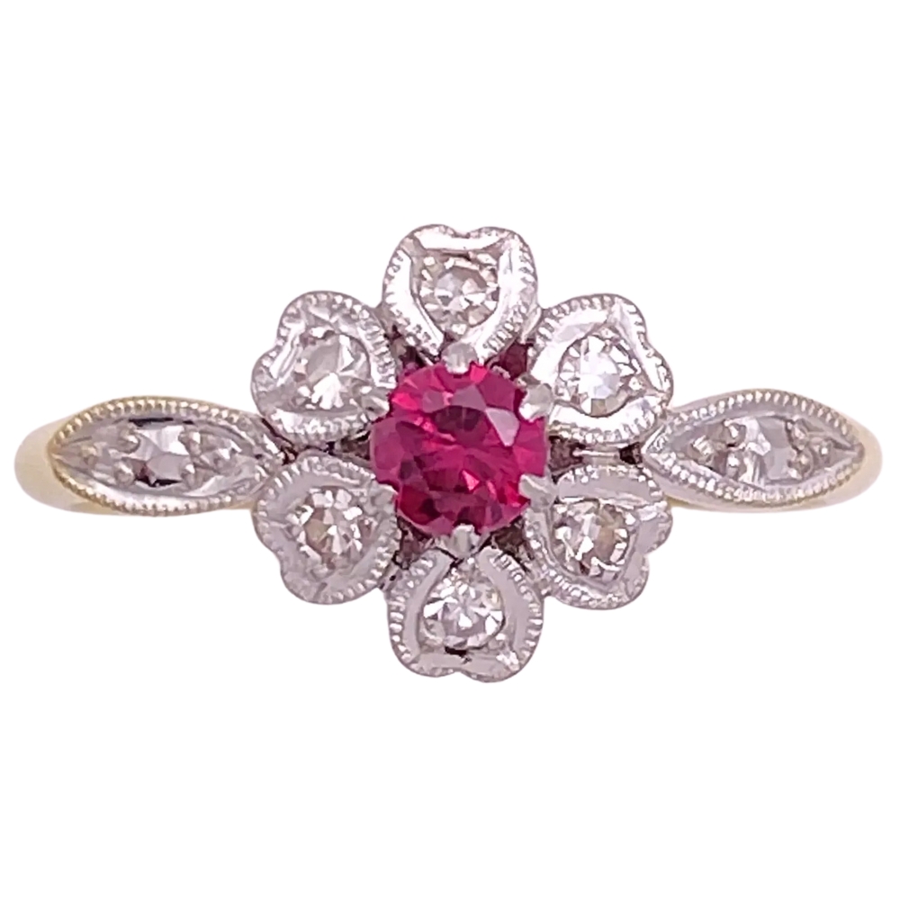 0.45ctw Ruby Ring with Diamond Accents in Platinum & 18K Gold