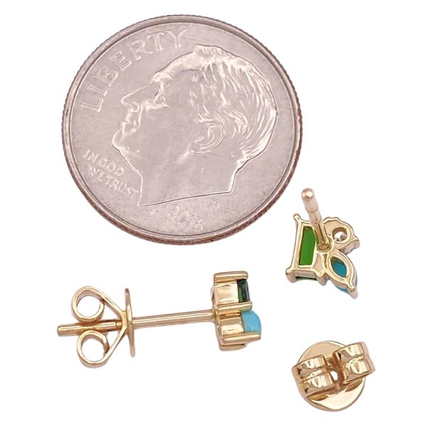 0.48ctw Gemstone Triple Treasure Stud Earrings 14K Gold size