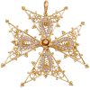 0.52ctw Diamond Maltese Cross Pendant Brooch 14K Gold