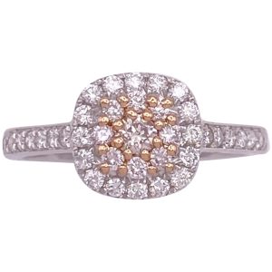 0.53ctw Diamond Cluster Ring 14K White & Rose Gold
