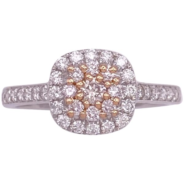 0.53ctw Diamond Cluster Ring 14K White & Rose Gold