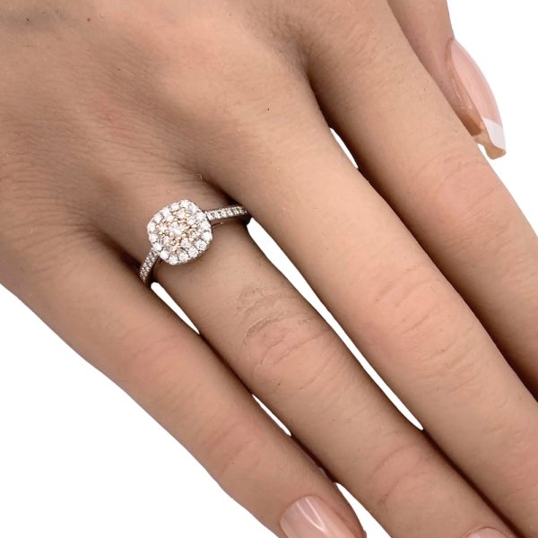 0.53ctw Diamond Cluster Ring 14K White & Rose Gold worn