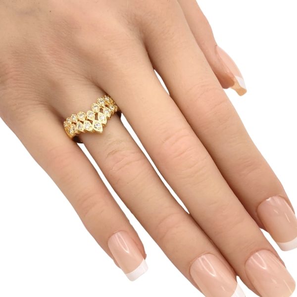0.54ctw Diamond Chevron Ring 14K Gold worn
