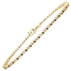 0.74ctw Sapphire & Diamond Bracelet 14K Gold