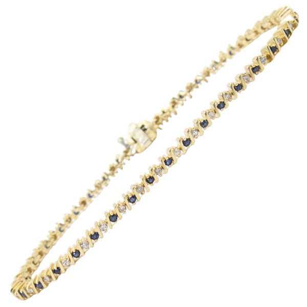 0.74ctw Sapphire & Diamond Bracelet 14K Gold