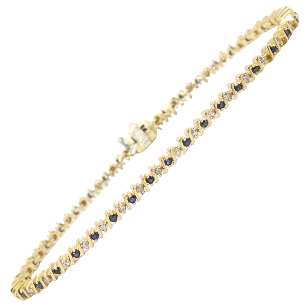 0.74ctw Sapphire & Diamond Bracelet 14K Gold
