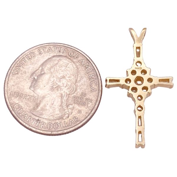 0.75ctw Diamond Cross Pendant 14K Gold back