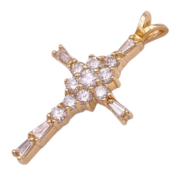 0.75ctw Diamond Cross Pendant 14K Gold side