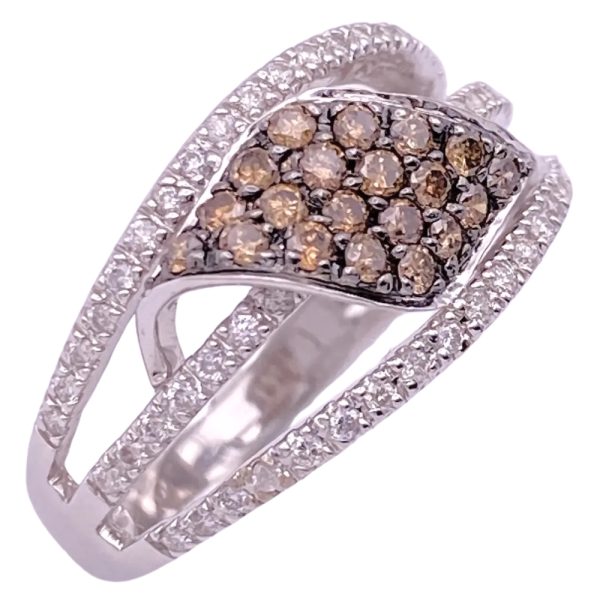 0.79ctw Brown Diamond Ring 14K White Gold side
