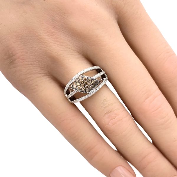 0.79ctw Brown Diamond Ring 14K White Gold worn