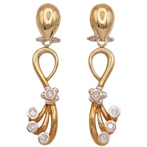 0.80ctw Diamond Dangle Earrings 14K Two-Tone Gold