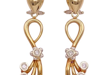 0.80ctw Diamond Dangle Earrings 14K Two-Tone Gold