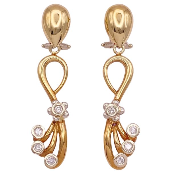 0.80ctw Diamond Dangle Earrings 14K Two-Tone Gold