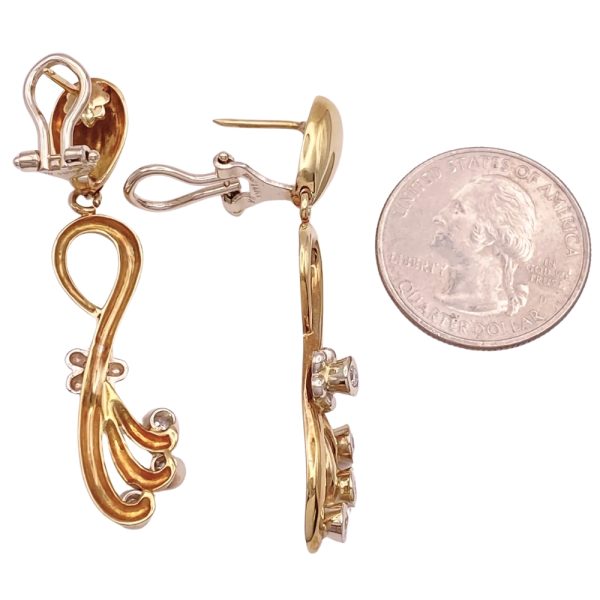 0.80ctw Diamond Dangle Earrings 14K Two-Tone Gold side