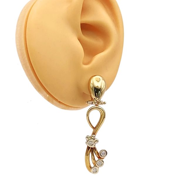 0.80ctw Diamond Dangle Earrings 14K Two-Tone Gold worn