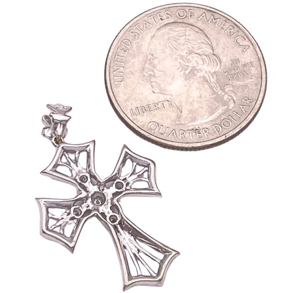 0.82ctw Diamond Ornate Cross Pendant 18K White Gold back
