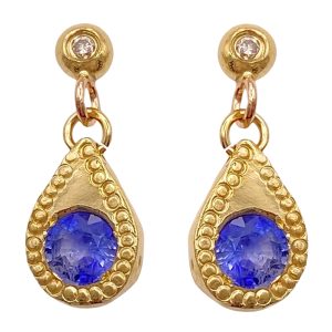 0.85ctw Ceylon Blue Sapphire Earrings 14K Gold