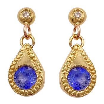 0.85ctw Ceylon Blue Sapphire Earrings 14K Gold