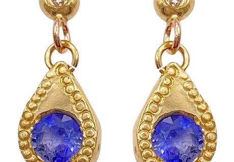 0.85ctw Ceylon Blue Sapphire Earrings 14K Gold