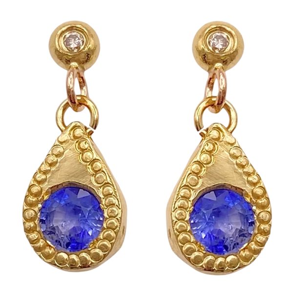 0.85ctw Ceylon Blue Sapphire Earrings 14K Gold