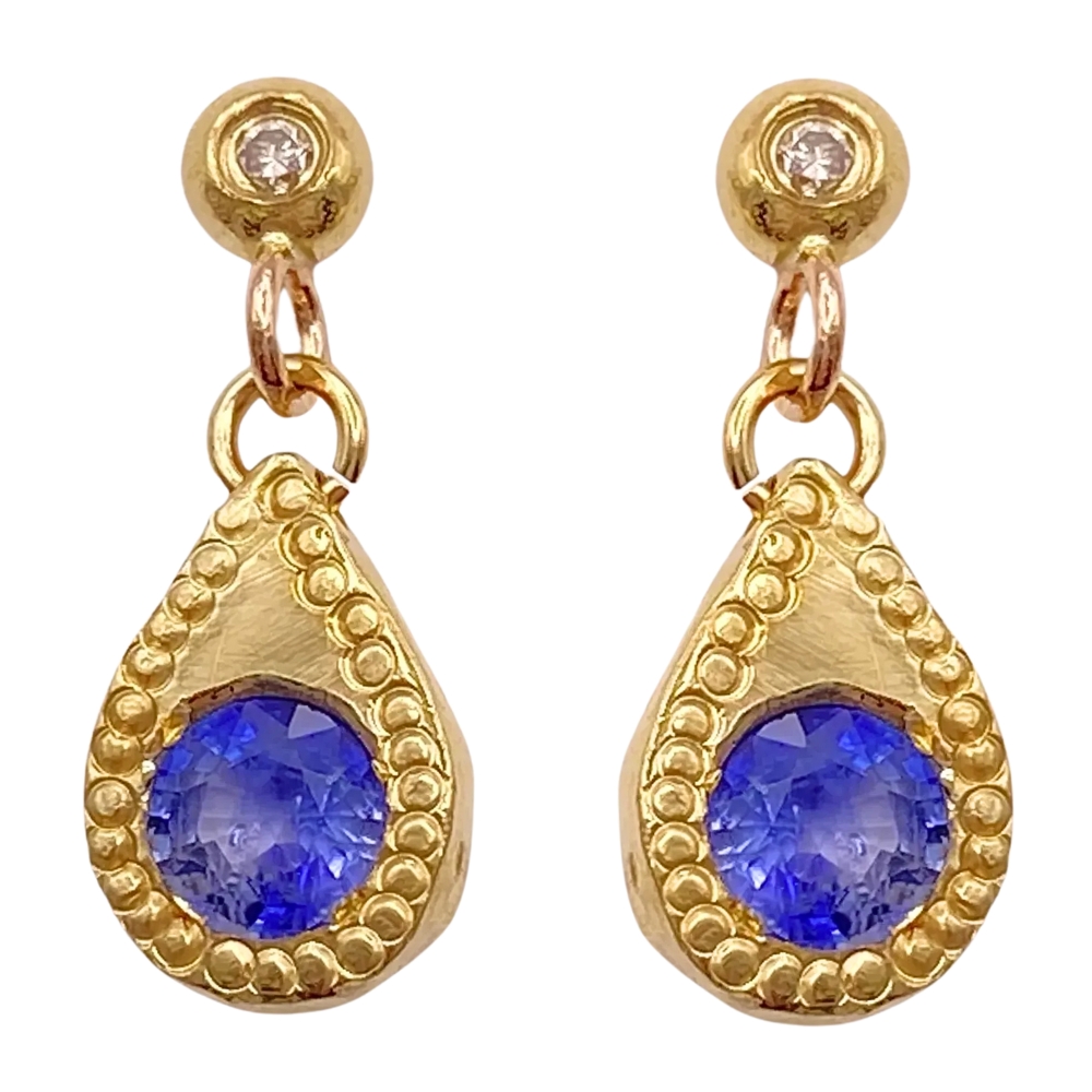 0.85ctw Ceylon Blue Sapphire Earrings 14K Gold