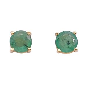 0.98ctw Natural Emerald Stud Earrings 14K Gold