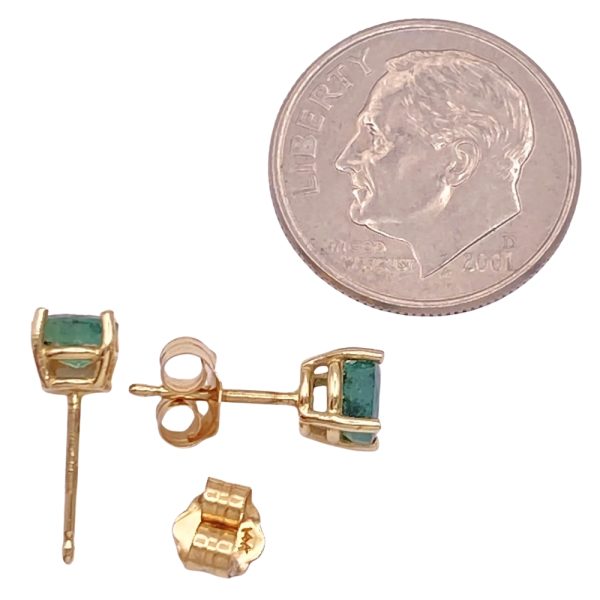 0.98ctw Natural Emerald Stud Earrings 14K Gold side