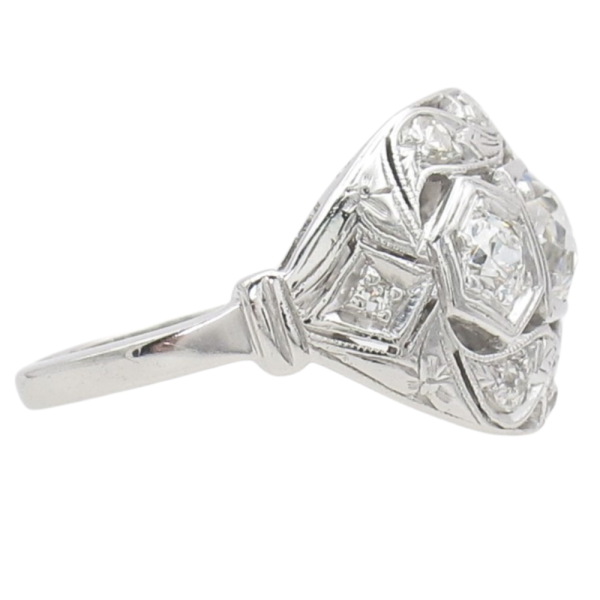 1.08ctw Three-Stone Diamond Detailed Edwardian Ring Platinum side 2
