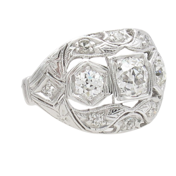 1.08ctw Three-Stone Diamond Detailed Edwardian Ring Platinum side
