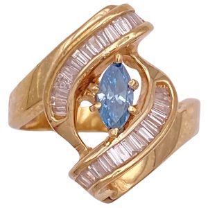 1.0ctw Blue Diamond Ring 14K Gold