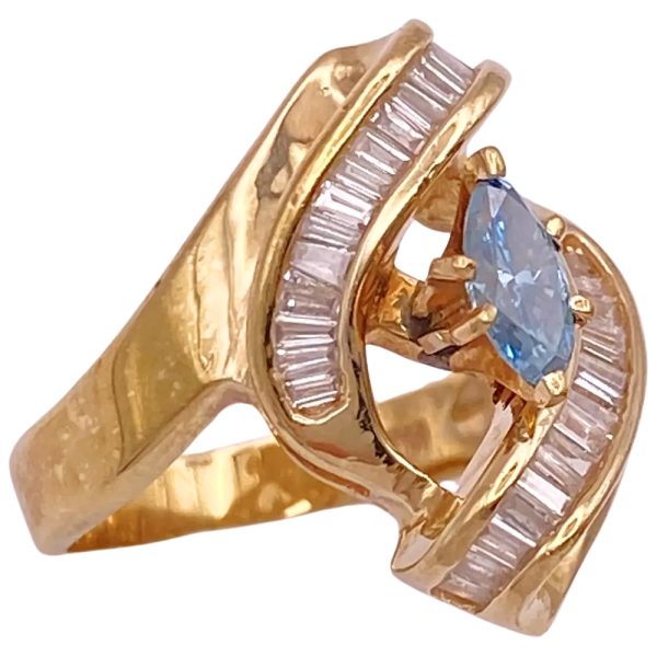 1.0ctw Blue Diamond Ring 14K Gold side